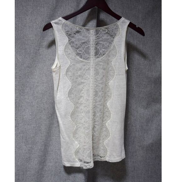 Sandro Linen Lace Back Tank Top Ivory Womens -1 - Picture 3 of 3